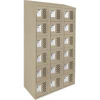 Clean-Line Perforated Lockerette, 6 -tier, Bank of 3, 12" x 72" x 12", Steel Pryde Industrial Inc.