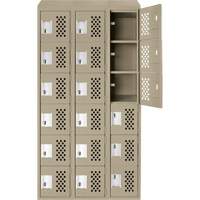 Clean-Line Perforated Lockerette, 6 -tier, Bank of 3, 12" x 72" x 12", Steel Pryde Industrial Inc.