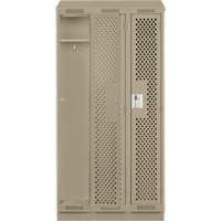 Clean Line Lockers, Bank of 3, 36" x 15" x 82", Steel, Beige, Rivet (Assembled), Perforated Pryde Industrial Inc.