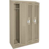 Clean Line Lockers, Bank of 4, 48" x 15" x 82", Steel, Beige, Rivet (Assembled), Perforated Pryde Industrial Inc.