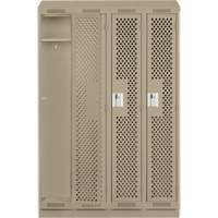 Clean Line Lockers, Bank of 4, 48" x 15" x 82", Steel, Beige, Rivet (Assembled), Perforated Pryde Industrial Inc.