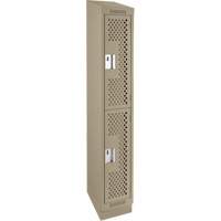 Clean Line Lockers, 2 -tier, 12" x 12" x 82", Steel, Beige, Rivet (Assembled), Perforated Pryde Industrial Inc.