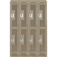 Clean Line Lockers, 2 -tier, Bank of 4, 48" x 12" x 82", Steel, Beige, Rivet (Assembled), Perforated Pryde Industrial Inc.