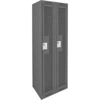 Clean Line Lockers, Bank of 2, 24" x 15" x 72", Steel, Charcoal, Rivet (Assembled), Perforated Pryde Industrial Inc.