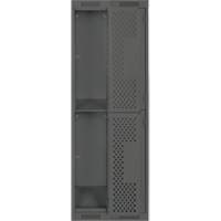 Clean Line Lockers, 2 -tier, Bank of 2, 24" x 15" x 72", Steel, Charcoal, Rivet (Assembled), Perforated Pryde Industrial Inc.