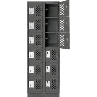 Assembled Lockerettes Clean Line Perforated Economy Lockers, 6 -tier, Bank of 2, 18" x 72" x 12", Steel Pryde Industrial Inc.