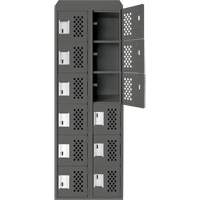 Clean-Line Perforated Lockerette, 6 -tier, Bank of 2, 12" x 72" x 12", Steel Pryde Industrial Inc.