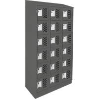 Clean-Line Perforated Lockerette, 6 -tier, Bank of 3, 12" x 72" x 12", Steel Pryde Industrial Inc.
