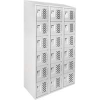 Clean-Line Perforated Lockerette, 6 -tier, Bank of 3, 12" x 72" x 12", Steel Pryde Industrial Inc.