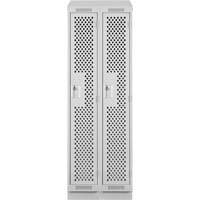 Clean Line Lockers, Bank of 2, 24" x 15" x 82", Steel, Grey, Rivet (Assembled), Perforated Pryde Industrial Inc.