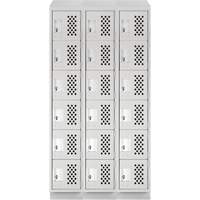Clean-Line Perforated Lockerette, 6 -tier, Bank of 3, 12" x 72" x 12", Steel Pryde Industrial Inc.