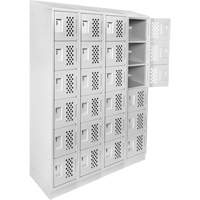 Assembled Clean Line Perforated Economy Lockers, 6 -tier, Bank of 4, 18" x 72" x 12", Steel Pryde Industrial Inc.