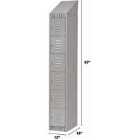 Lockers, 6 -tier, 12" x 18" x 82", Steel, Grey, Knocked Down Pryde Industrial Inc.