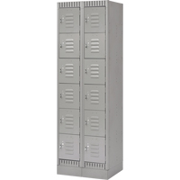Lockers, 6 -tier, Bank of 2, 24" x 18" x 76", Steel, Grey, Knocked Down Pryde Industrial Inc.