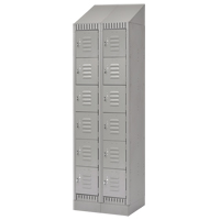 Lockers, 6 -tier, Bank of 2, 24" x 18" x 86", Steel, Grey, Knocked Down Pryde Industrial Inc.