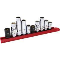Chrome Finish Socket Set with Rail, 10 Pieces, 1/4"/3/8" Drive Size Pryde Industrial Inc.