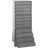 Modular Compartment Drawer Box Rack, Steel, 12 Drawers, 20-3/8" x 16" x 60-1/8", Grey Pryde Industrial Inc.