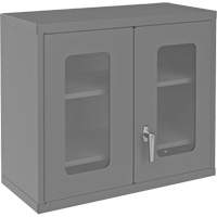 Armoire de rangement murale avec portes transparentes, 26-15/16" h x 29-7/8" la x 13-11/16" p, 2 tablettes, Acier, Gris Pryde Industrial Inc.