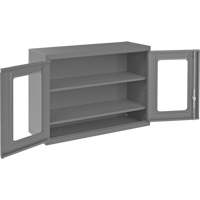Armoire de rangement murale avec portes transparentes, 26-15/16" h x 35-7/8" la x 13-11/16" p, 2 tablettes, Acier, Gris Pryde Industrial Inc.