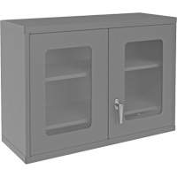 Armoire de rangement murale avec portes transparentes, 26-15/16" h x 35-7/8" la x 13-11/16" p, 2 tablettes, Acier, Gris Pryde Industrial Inc.