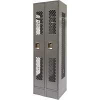 Vented Lockers, Bank of 2, 24" x 18" x 78", Steel, Grey, Knocked Down, Perforated Pryde Industrial Inc.