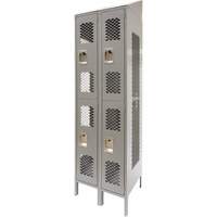 Vented Lockers, 2 -tier, Bank of 2, 24" x 18" x 88", Steel, Grey, Knocked Down, Perforated Pryde Industrial Inc.