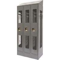 Vented Lockers, Bank of 3, 36 x 18" x 88", Steel, Grey, Knocked Down, Perforated Pryde Industrial Inc.