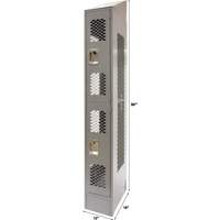 Vented Lockers, 2 -tier, 12" x 18" x 88", Steel, Grey, Knocked Down, Perforated Pryde Industrial Inc.