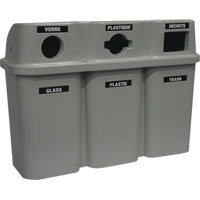 Contenants de recyclage Bullseye, Bord de rue, Plastique, 3 x 22 gal. US Pryde Industrial Inc.