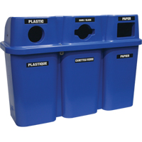 Contenants de recyclage Bullseye, Bord de rue, Plastique, 3 x 22 gal. US Pryde Industrial Inc.