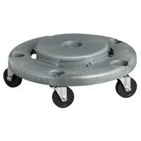 Socle roulant pour contenant &agrave; d&eacute;chets, Poly&eacute;thyl&egrave;ne, Gris, Convient aux contenants 24" dia. Pryde Industrial Inc.