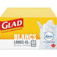 Sacs &agrave; ordures hauts 45 L avec Febreze, R&eacute;gulier, 24" la x 28" lo, Blanc Pryde Industrial Inc.