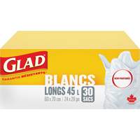 Tall 45L Unscented Garbage Bags, Regular, 24" W x 28" L, White Pryde Industrial Inc.