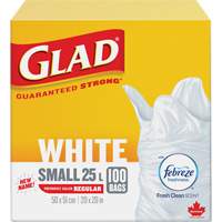 Small 25L Febreze Garbage Bags, Regular, 20" W x 20" L, White Pryde Industrial Inc.