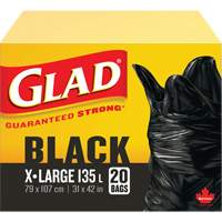 135L Garbage Bags, Regular, 31" W x 42" L, Black Pryde Industrial Inc.