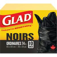 74L Garbage Bags, Regular, 26" W x 33" L, Black Pryde Industrial Inc.