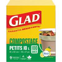 Petits sacs de compostage, R&eacute;gulier, 17" lo x 16" la, Brun, Capacit&eacute; de 10 L (3 gal.) Pryde Industrial Inc.