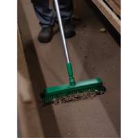 Push Broom Head, Fine/Stiff Bristles, 16-1/2", Polyester/Polypropylene, Green Pryde Industrial Inc.