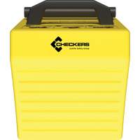 Cale de roue ultra-robuste pour l'exploitation mini&egrave;re Checkers Safety, PEHD, Jaune, 14-1/2" la x 17-1/2" p x 16" h Pryde Industrial Inc.