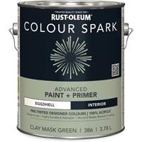 Colour Spark Interior Pre-Tinted Paint + Primer Wall Paint, Clay Mask Green, Eggshell, 3.78 L, Gallon Pryde Industrial Inc.