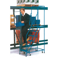 CSA-Certified Rolling Step Ladder, 6 Steps, 22" Step Width, 55" Platform Height, Steel Pryde Industrial Inc.