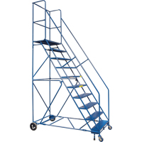 CSA-Certified Rolling Step Ladder with Locking Step, 10 Steps, 30" Step Width, 89" Platform Height, Steel Pryde Industrial Inc.