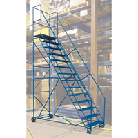 CSA-Certified Rolling Step Ladder with Locking Step, 14 Steps, 30" Step Width, 128" Platform Height, Steel Pryde Industrial Inc.