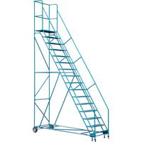 CSA-Certified Rolling Step Ladder with Locking Step, 16 Steps, 30" Step Width, 144" Platform Height, Steel Pryde Industrial Inc.