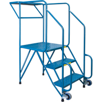 Mechanics/Maintenance Rolling Ladder, Steel, 3 Steps, 28" Platform Height Pryde Industrial Inc.