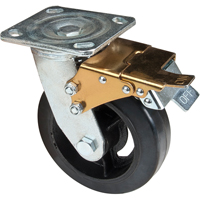 Mold-on Caster, Swivel with Brake, 6" (152.4 mm), Rubber, 550 lbs. (249 kg.) Pryde Industrial Inc.