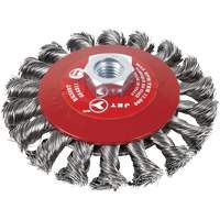 Knot Twisted Conical Bevel Brush, 6" Dia., 0.02" Fill, 5/8"-11 Arbor, Steel Pryde Industrial Inc.