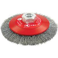 High-Performance Bevel Crimped Conical Brush, 4-1/2" Dia., 0.014" Fill, 5/8"-11 Arbor, Steel Pryde Industrial Inc.