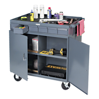 Poste de travail &agrave; deux c&ocirc;t&eacute;s mobile et robuste, 1200 lb Capacit&eacute;, Acier, 34" x la, 34" x ha, 24" p, Enti&egrave;rement soud&eacute;, 6 tirroirs Pryde Industrial Inc.