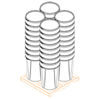 Baril emboîtable en poly&eacute;thyl&egrave;ne, 55 gal. US (45 gal. imp.), Dessus ouvert, Jaune Pryde Industrial Inc.